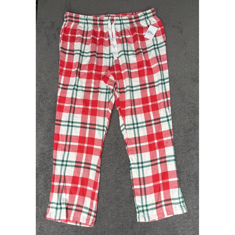 Old Navy Womens XL Red Green White Plaid Flannel Pajama Pants NWT 804495-02-1